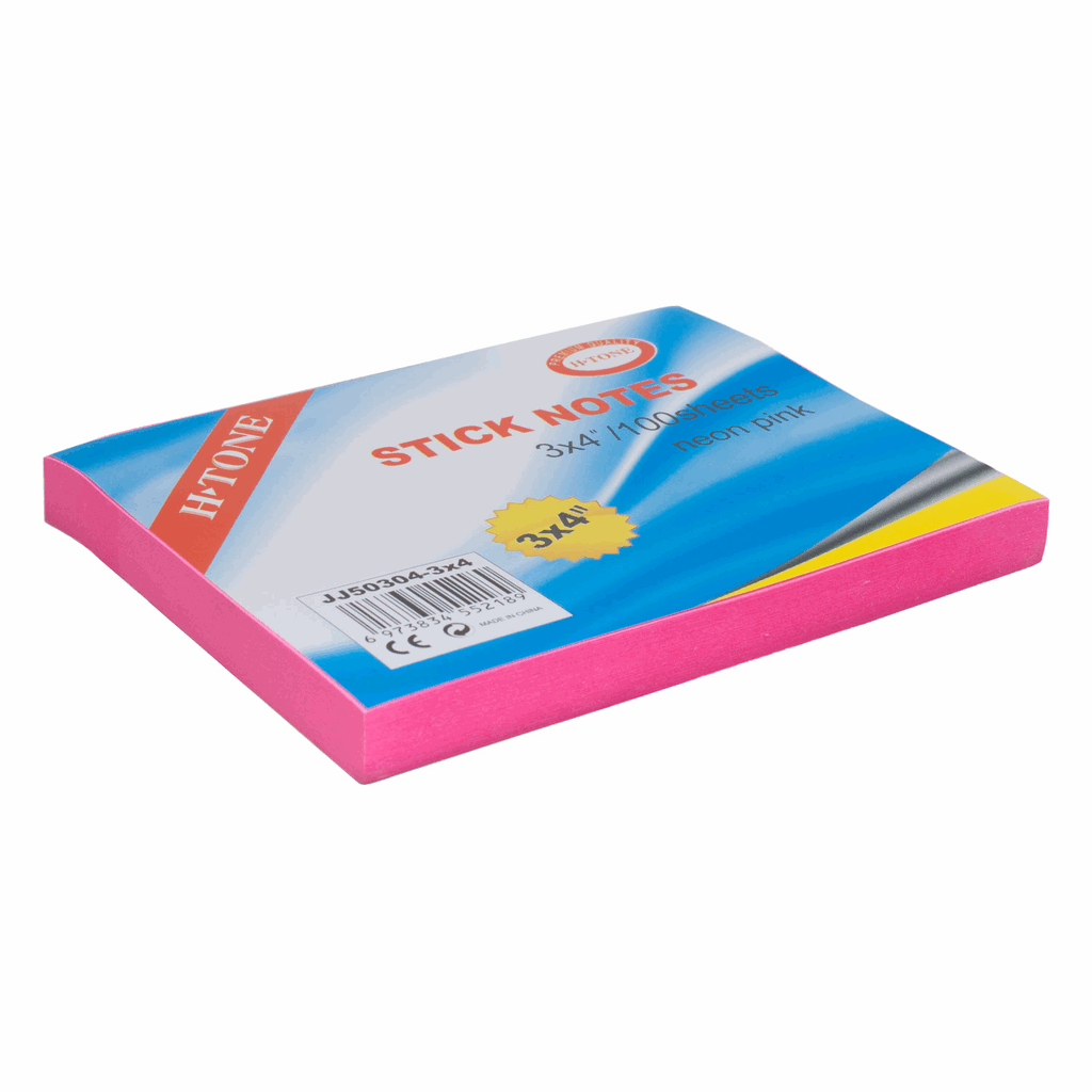 Стікери для нотаток 76х102 мм, 100 арк., рожевий Fluo H-Tone (JJ50304-3)